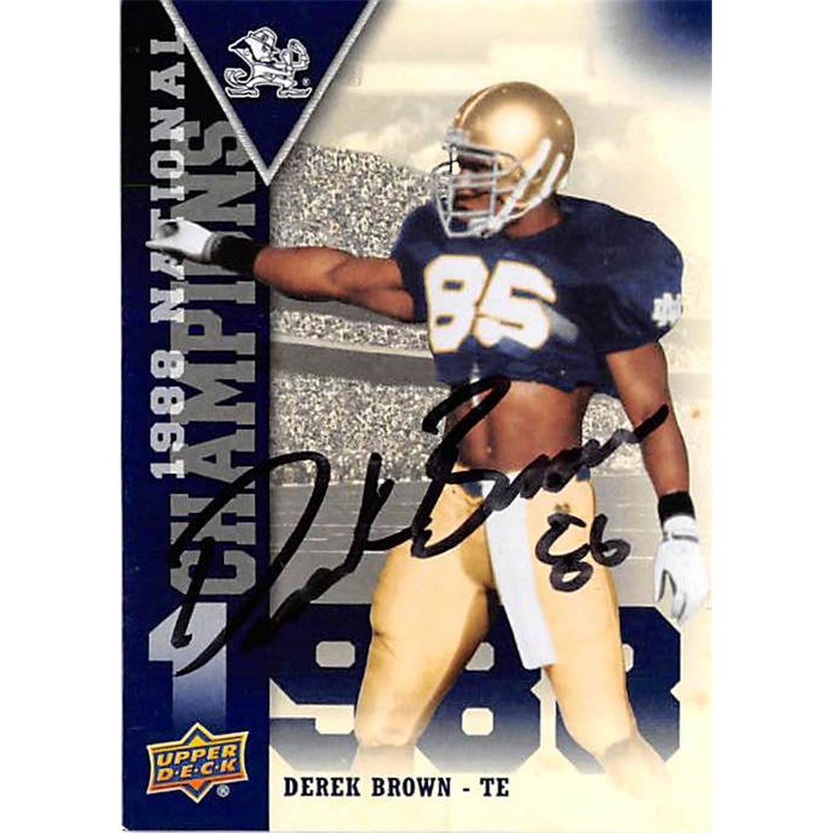 Picture of Autograph Warehouse 366705 Derek Brown Autographed Football Card - 2013 Upper Deck National Champions 1988-NCDB