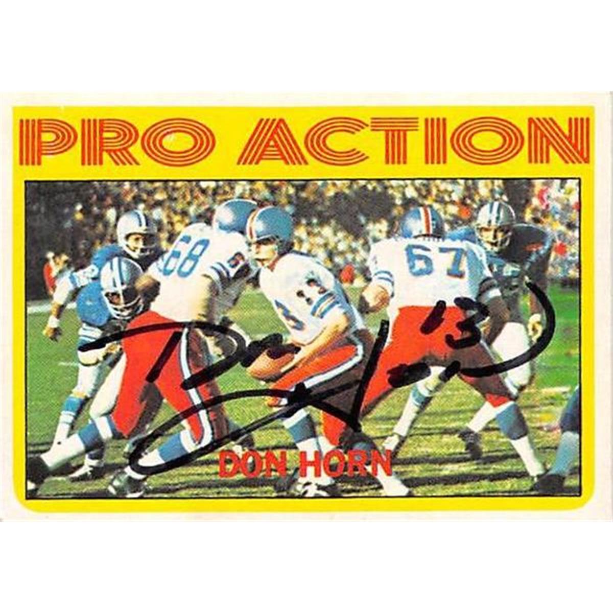 Picture of Autograph Warehouse 376883 Don Horn Autographed Football Card - 1972 Topps-256 in Action