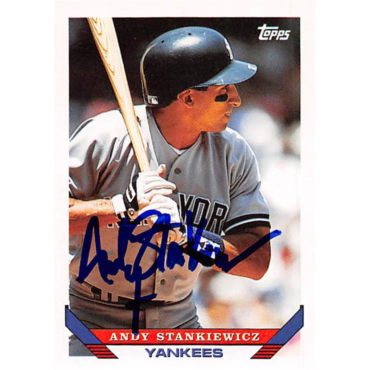 377137 Andy Stankiewicz Autographed Baseball Card - 1993 Topps-348