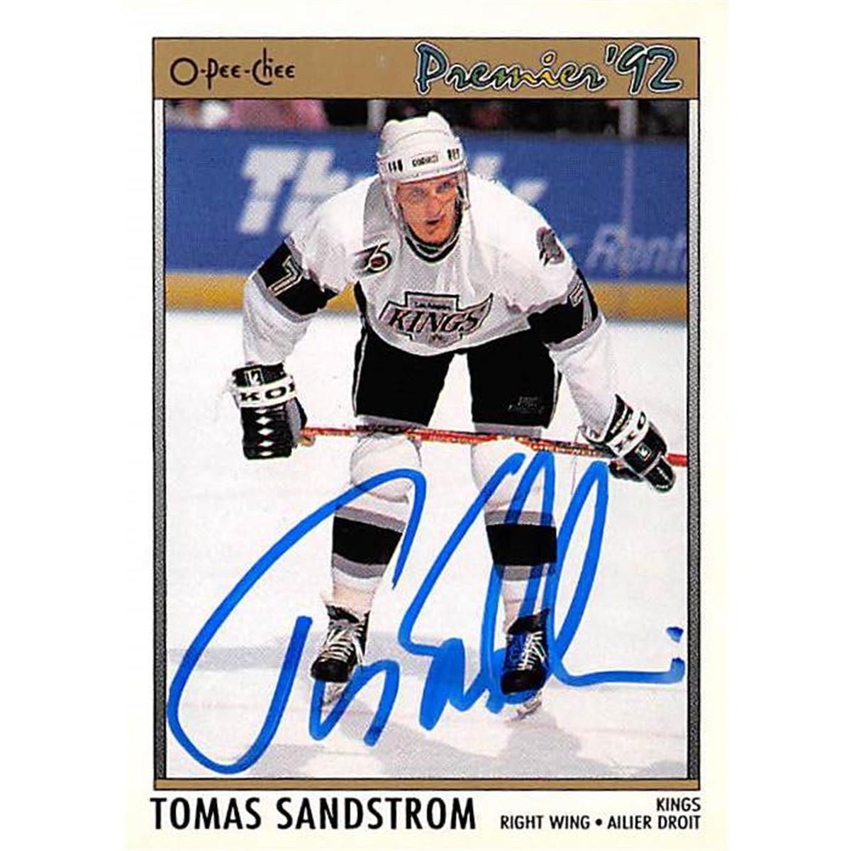 377683 Tomas Sandstrom Autographed Hockey Card - 1992 O Pee Chee-82