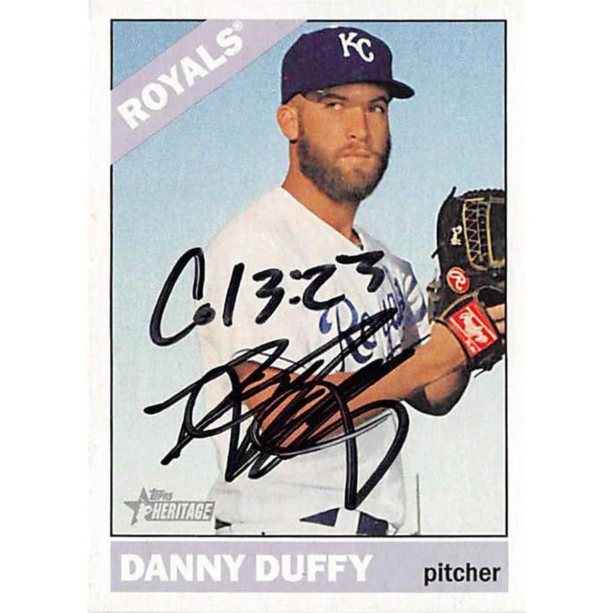 247314 Danny Duffy Autographed Baseball Card - 2015 Topps Heritage-4