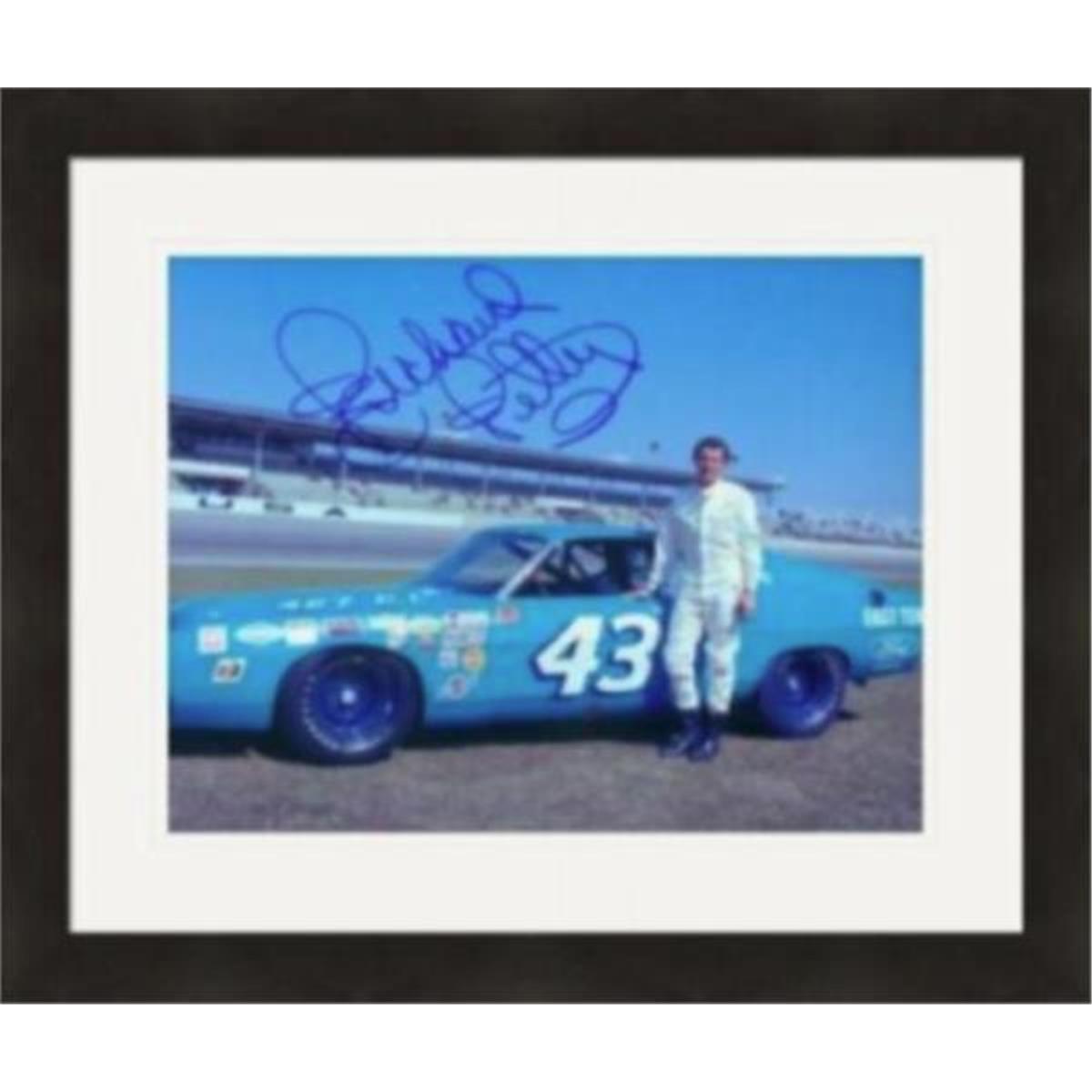 409847 8 x 10 in. Richard Petty Autographed - 4 Blue Matted & Framed Photo