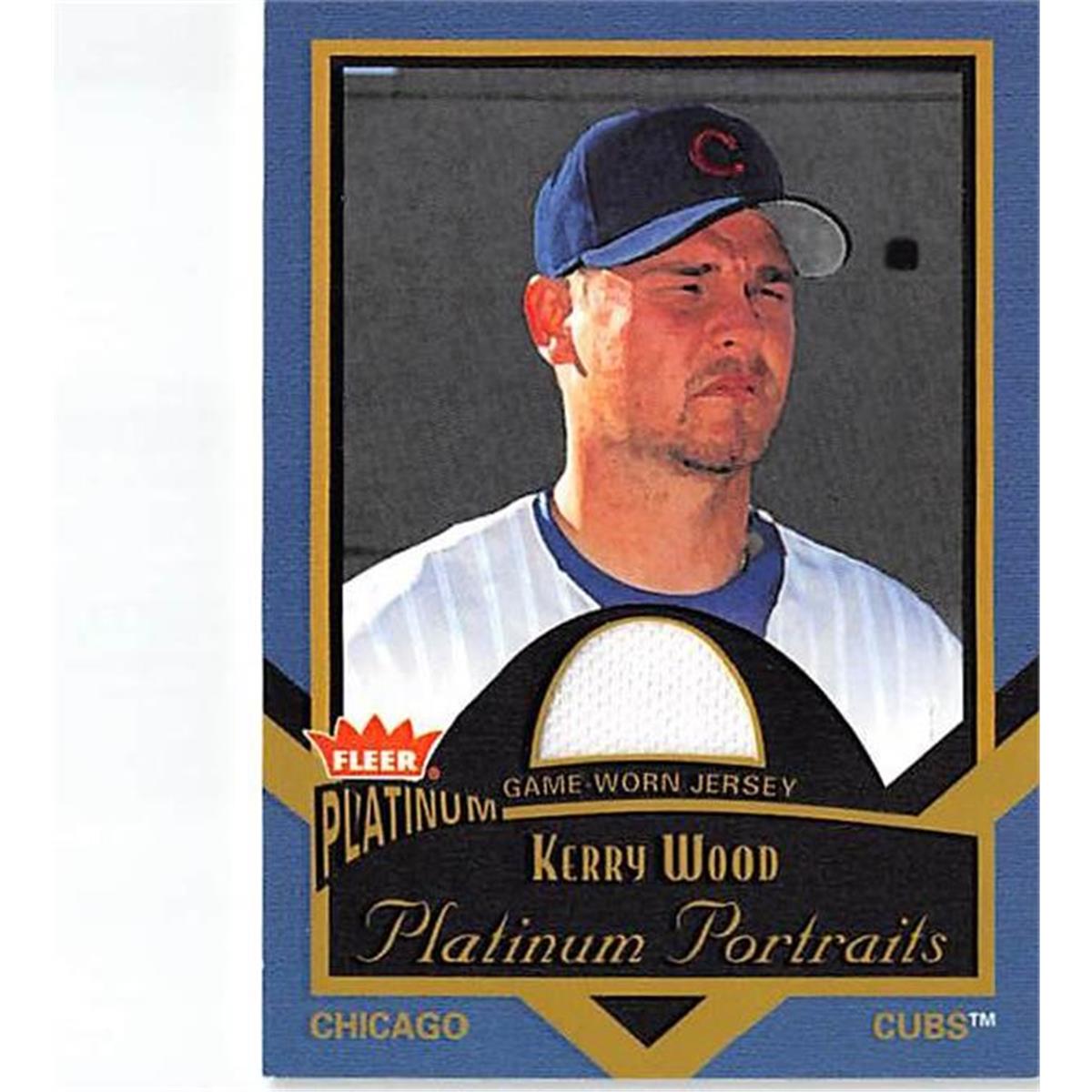 Picture of Autograph Warehouse 398777 Kerry Wood Player Worn Jersey Piece Baseball Card - 2001 Fleer Platinum-PPKW