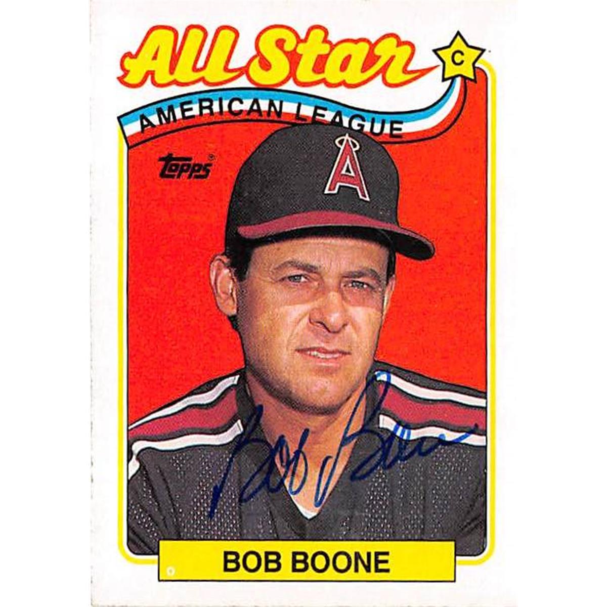 Picture of Autograph Warehouse 365554 Bob Boone Autographed Baseball Card - 1989 Topps-404 All Star