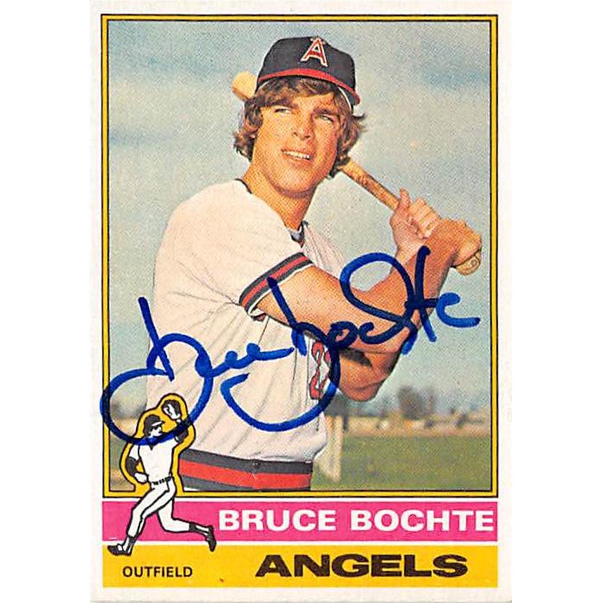365567 Bruce Bochte Autographed Baseball Card - 1976 Topps-637