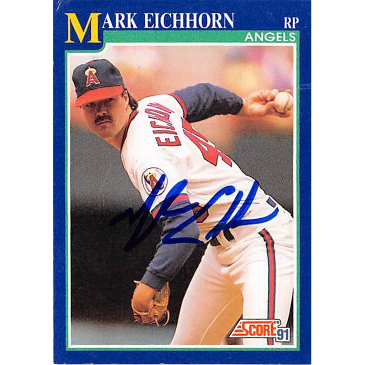 365733 Mark Eichhorn Autographed Baseball Card - 1991 Score-504