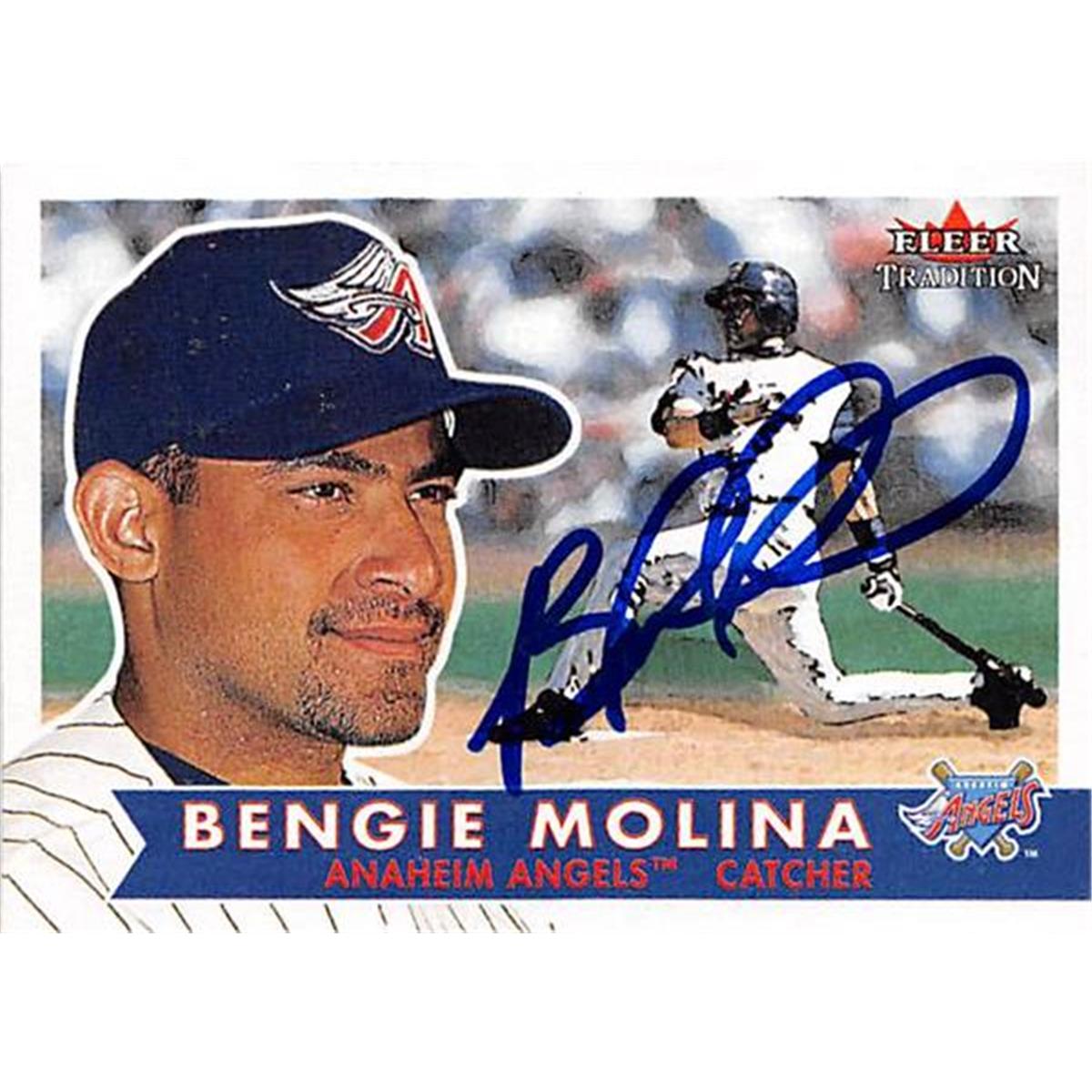 366063 Bengie Molina Autographed Baseball Card - 2001 Fleer Tradition-176