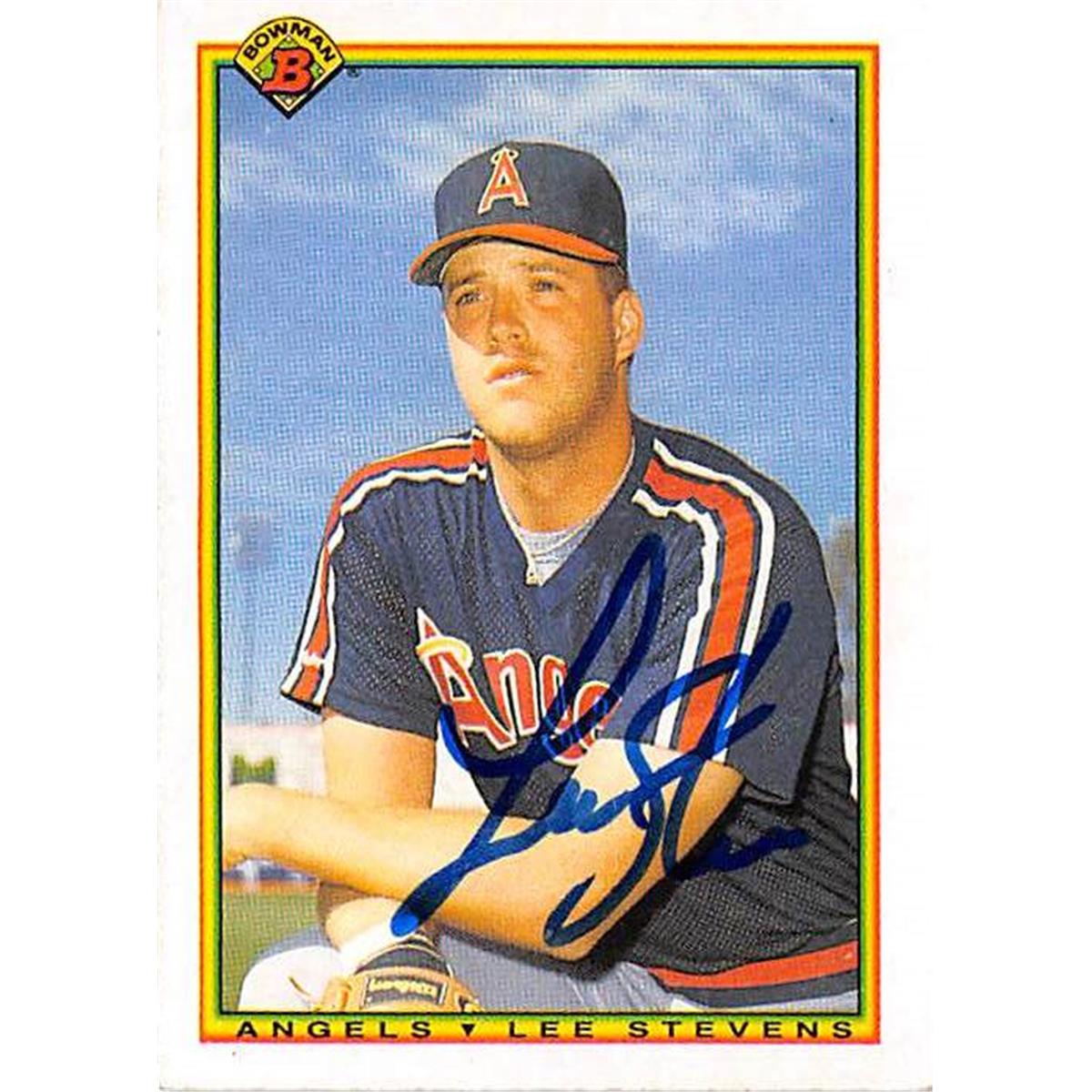 Picture of Autograph Warehouse 366250 Lee Stevens Autographed Baseball Card - 1990 Topps Bowman-300