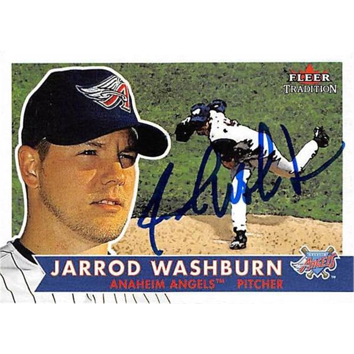 Picture of Autograph Warehouse 366343 Jarrod Washburn Autographed Baseball Card - 2001 Fleer Tradition-283