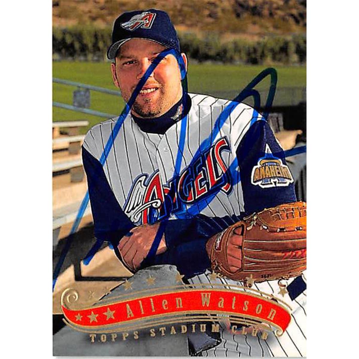 Picture of Autograph Warehouse 366355 Allen Watson Autographed Baseball Card - 1997 Topps Stadium Club-363