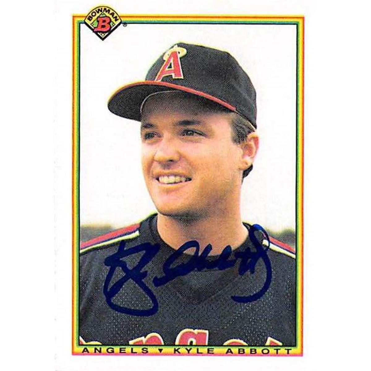 365450 Kyle Abbott Autographed Baseball Card - 1990 Topps Bowman-287