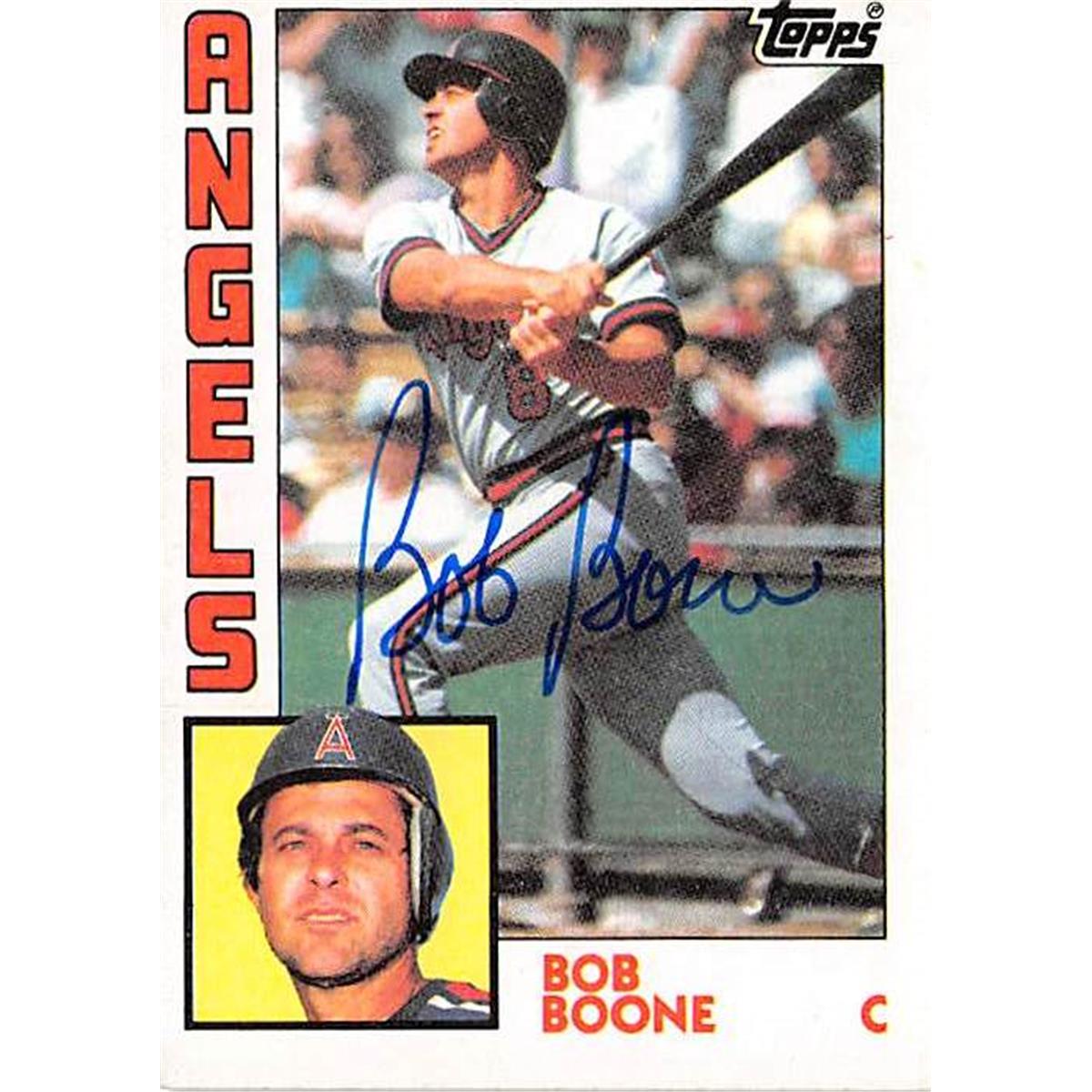 365553 Bob Boone Autographed Baseball Card - 1984 Topps-520