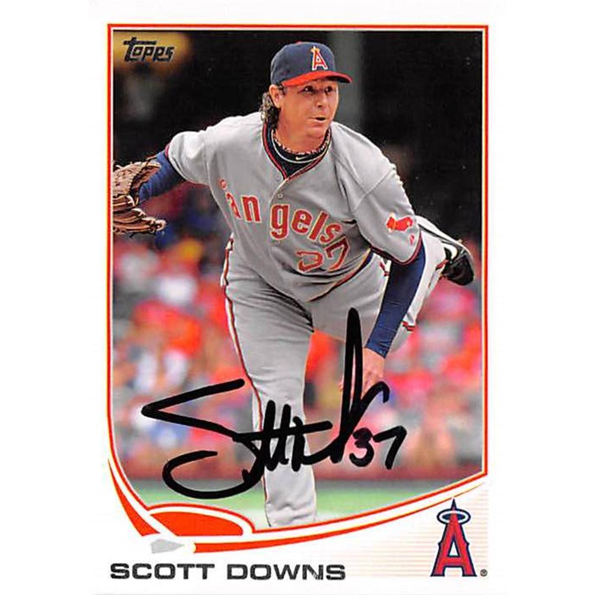 Picture of Autograph Warehouse 365663 Scott Downs Autographed Baseball Card - 2013 Topps-200