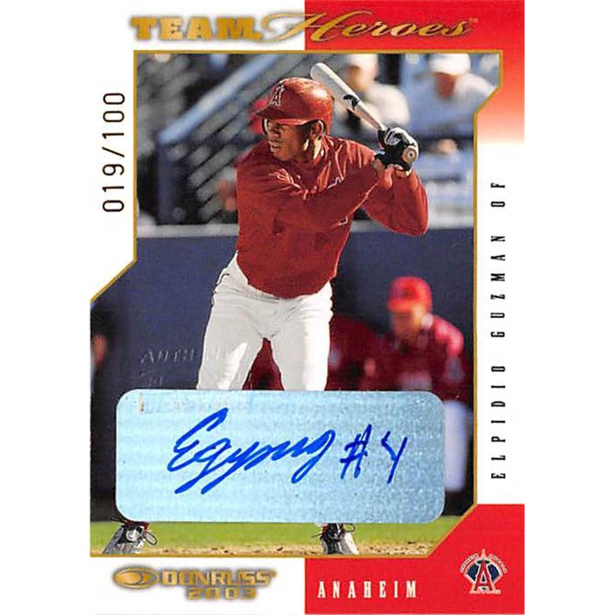 Picture of Autograph Warehouse 365833 Elpidio Guzman Autographed Baseball Card - 2003 Donruss Team Heroes-11 Certified 019 of 100