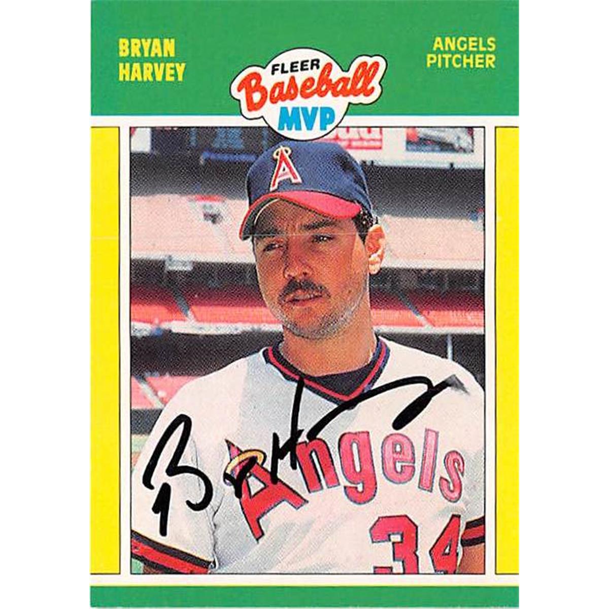 365876 Bryan Harvey Autographed Baseball Card - 1989 Fleer MVP-18