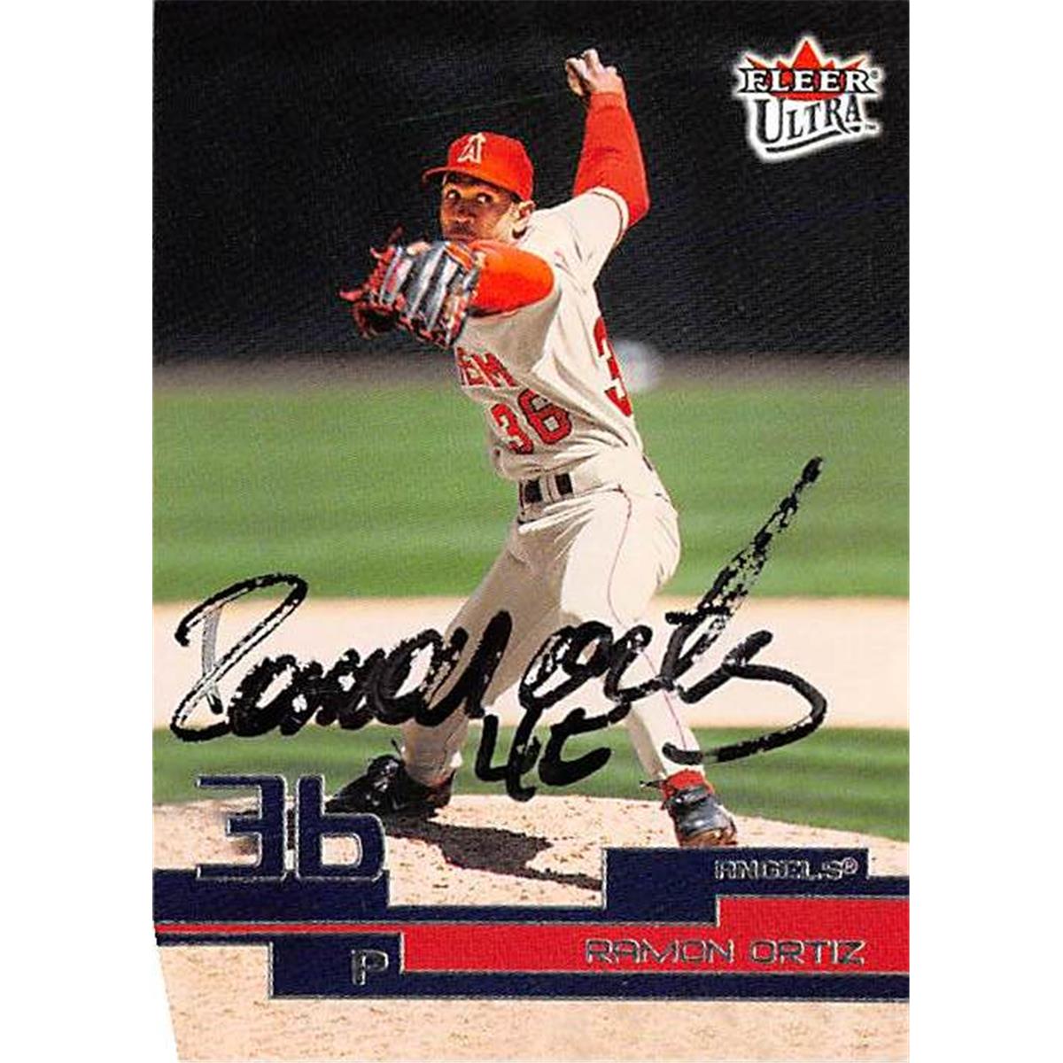 366088 Ramon Ortiz Autographed Baseball Card - 2003 Fleer Ultra-48