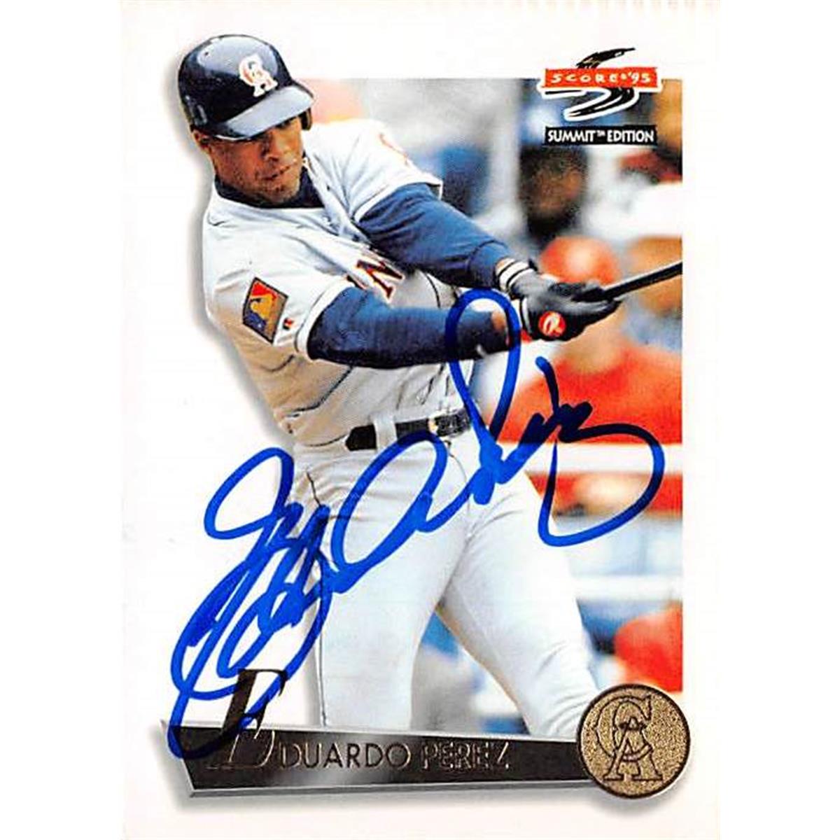 Picture of Autograph Warehouse 366130 Eduardo Perez Autographed Baseball Card - 1995 Score Summit-93