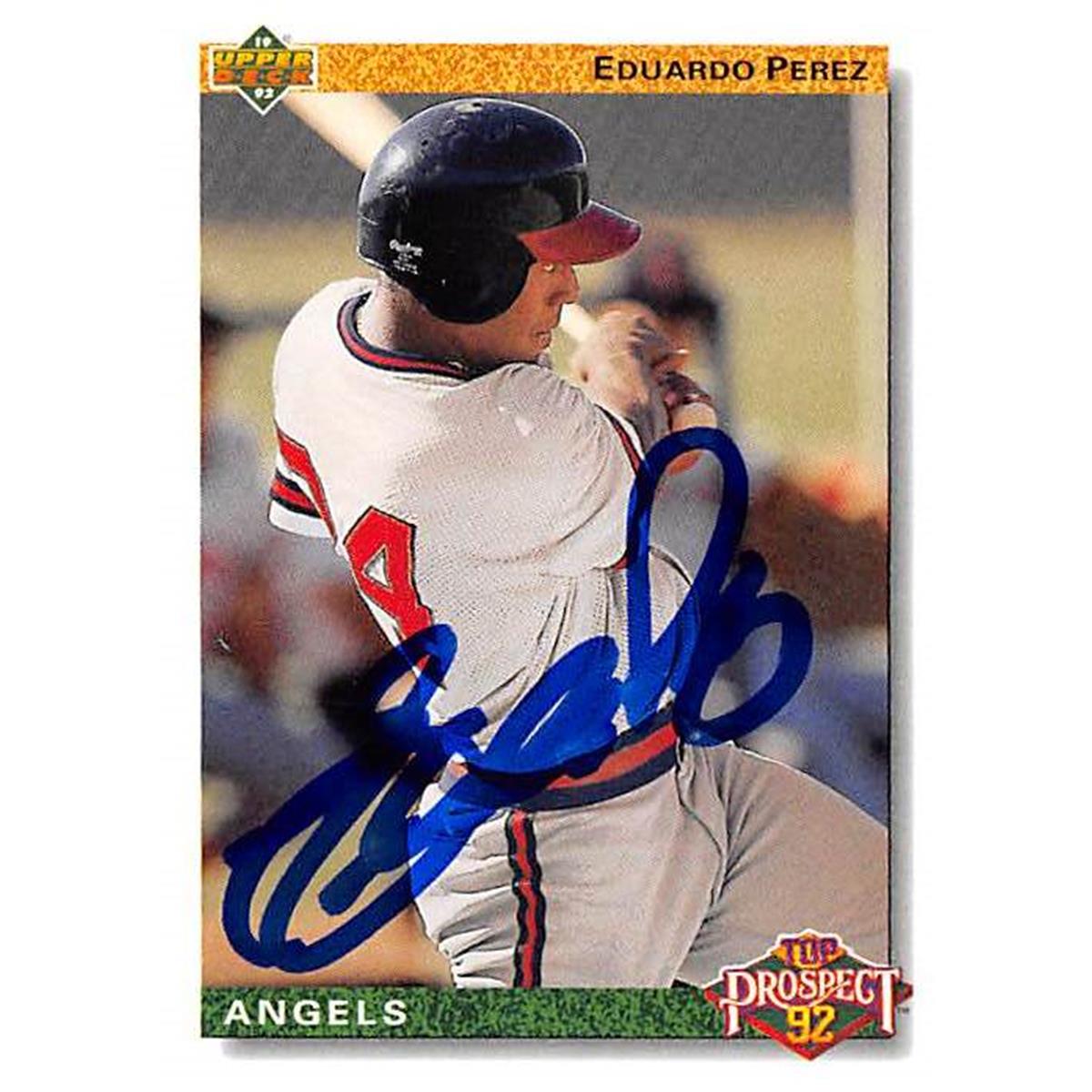 366136 Eduardo Perez Autographed Baseball Card - 1992 Upper Deck-52 Top Prospect