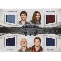 409101 Chris Thompson, James Young, Jon Jones & Mike Eli Musician Worn Material Relic Patch Trading Card - Country Music 2014 Panini MQEYB LE 22-25