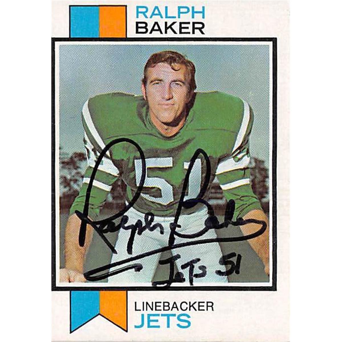 Picture of Autograph Warehouse 377245 Ralph Baker Autographed Football Card - New York Jets 1973 Topps No.486