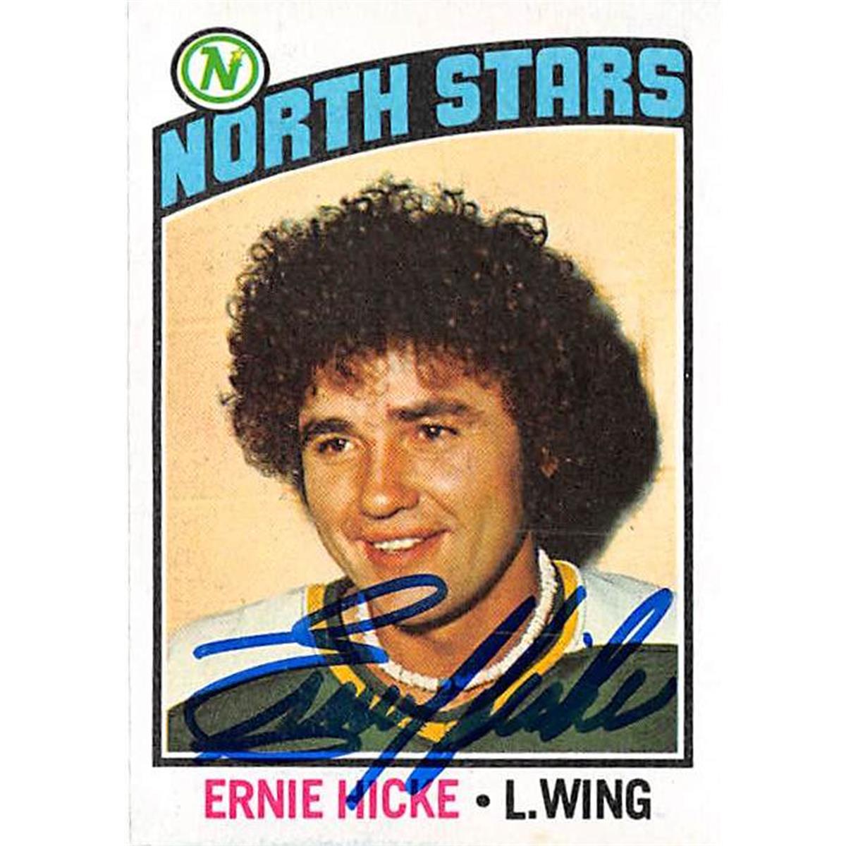 Picture of Autograph Warehouse 377277 Ernie Hicke Autographed Hockey Card - Minnesota North Stars 1976 Topps No.87