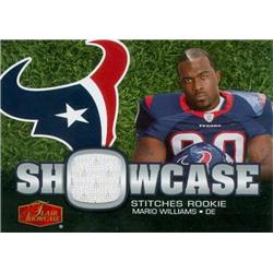 Picture of Autograph Warehouse 377317 Mario Williams Player Worn Jersey Patch Football Card - Houston Texans 2006 Fleer Flair Showcase Stitches No.SHSMW Rookie