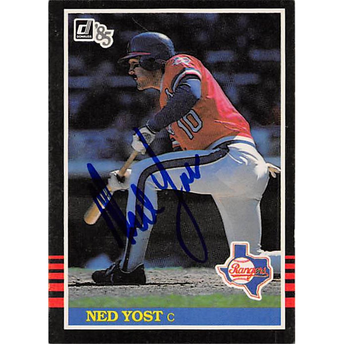 Picture of Autograph Warehouse 377829 Ned Yost Autographed Baseball Card - Texas Rangers, SC 1985 Donruss No.221