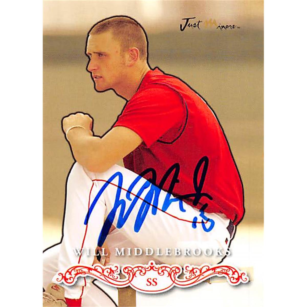 377855 Will Middlebrooks Autographed Baseball Card - Boston Red Sox, SC 2007 Just Minors Rookie No.JRPR11