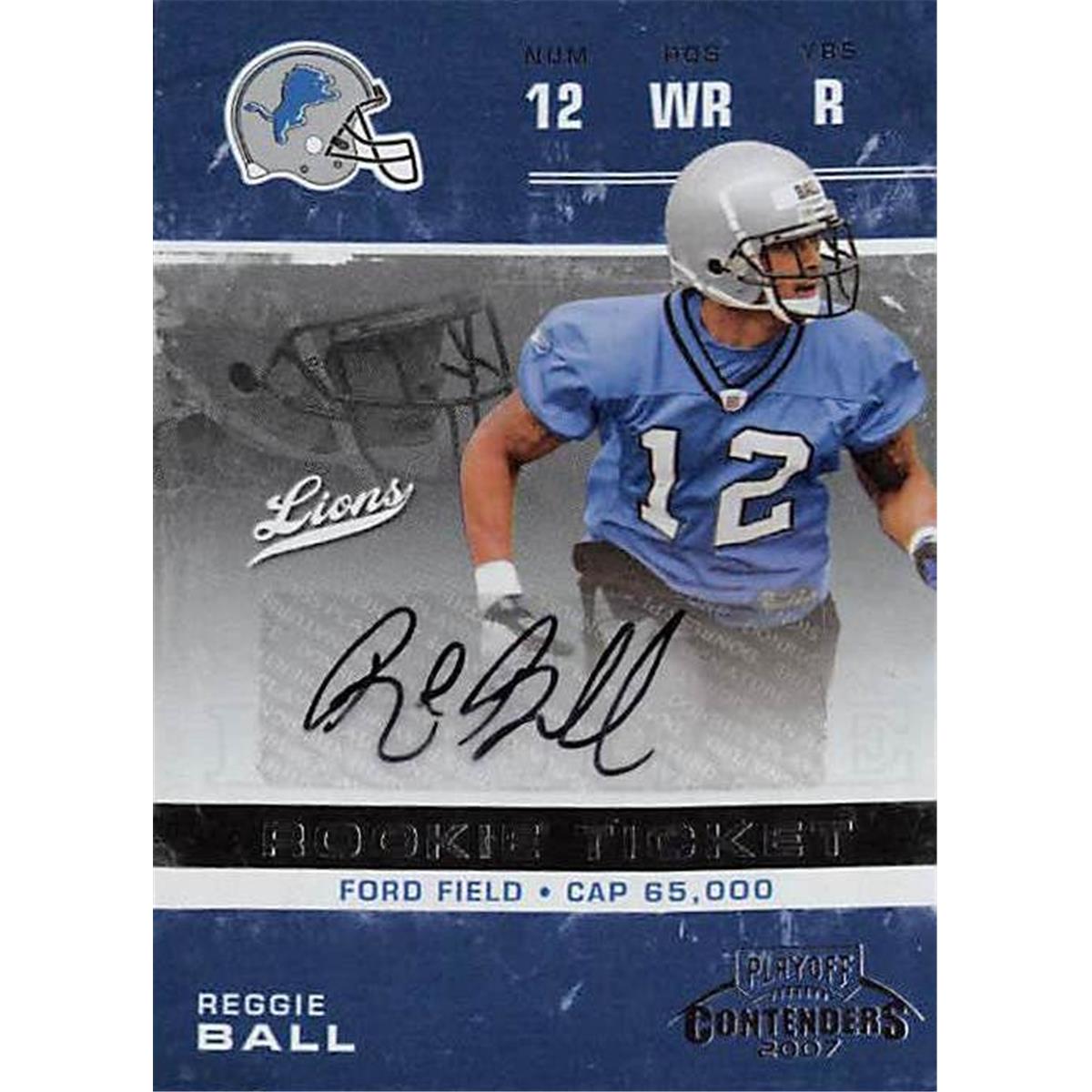 Picture of Autograph Warehouse 377939 Reggie Ball Autographed Football Card - Detroit Lions 2007 Playoff Contenders Rookie Ticket No.211