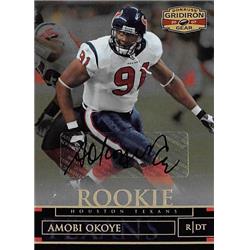 Picture of Autograph Warehouse 377949 Amobi Okoye Autographed Football Card - Houston Texans, Louisville 2007 Donruss Gridiron Gear Rookie No.108