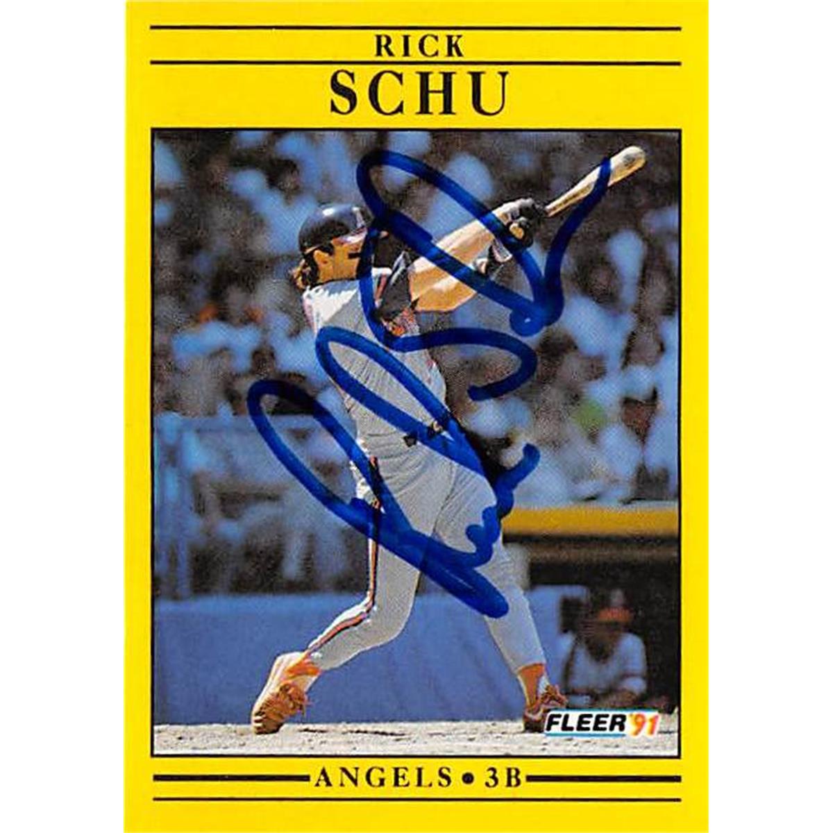 Picture of Autograph Warehouse 366225 Rick Schu Autographed Baseball Card - California Angels 1991 Fleer No.326