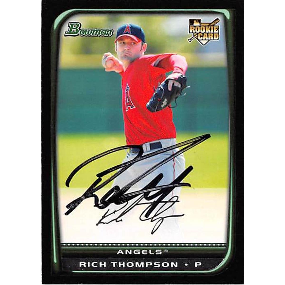 Picture of Autograph Warehouse 366315 Rich Thompson Autographed Baseball Card - Anaheim Angels 2008 Topps Bowman No.BDP36 Rookie