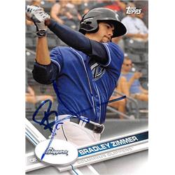 Picture of Autograph Warehouse 366431 Bradley Zimmer Autographed Baseball Card - Columbus Clippers Cleveland indians 2017 Topps Pro Debut No.129 Rookie
