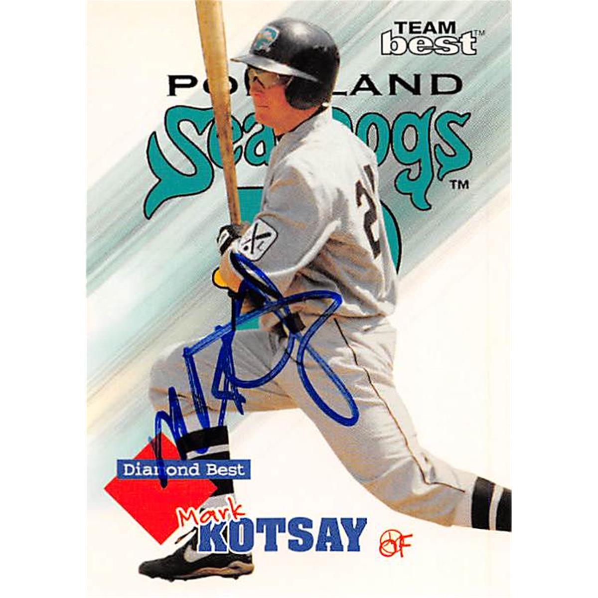 Picture of Autograph Warehouse 366530 Mark Kotsay Autographed Baseball Card - Portland Seadogs 1998 Team Best Minor League Rookie No.4