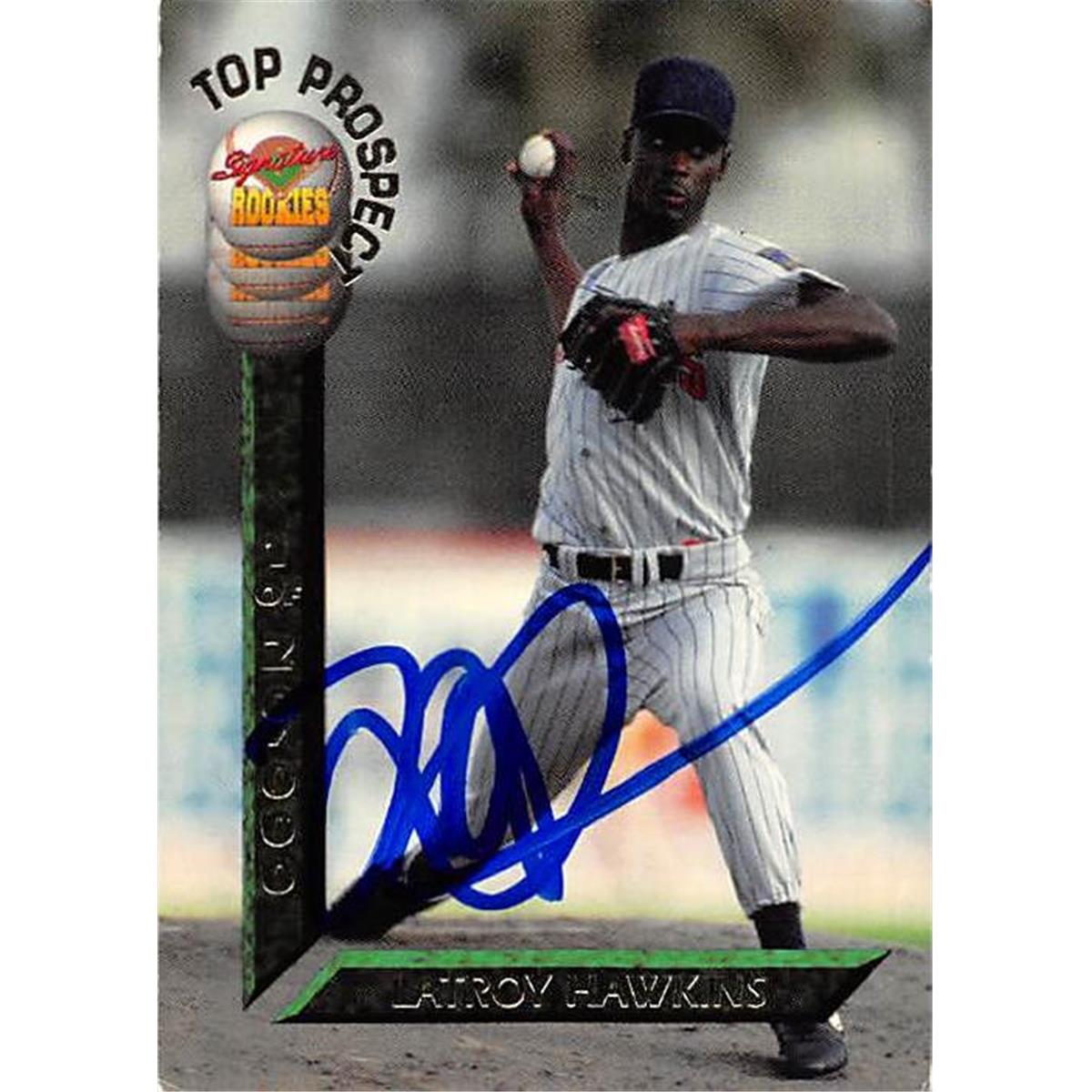 Picture of Autograph Warehouse 366532 Latroy Hawkins Autographed Baseball Card - Minnesota Twins 1994 Signature Rookies Minor League No.T9