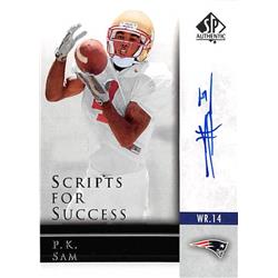Picture of Autograph Warehouse 366584 P.K. Sam Autographed Football Card - Florida State&#44; New England Patriots 2004 Upper Deck Scripts No.SSPK Rookie