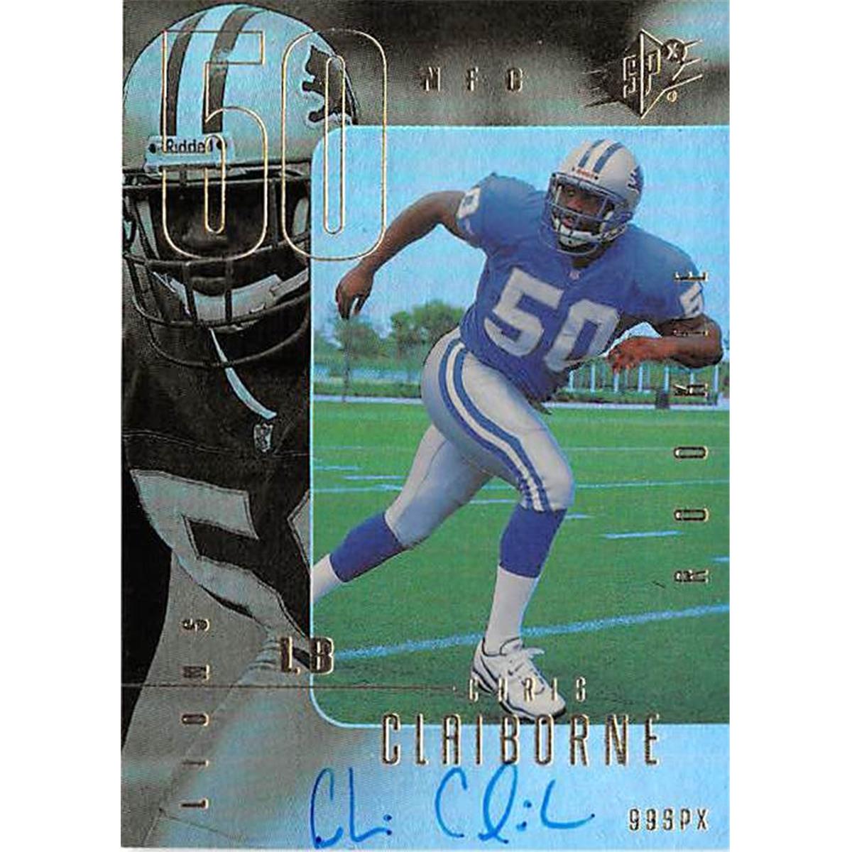 Picture of Autograph Warehouse 366616 Chris Claiborne Autographed Football Card - Detroit Lions 1999 Upper Deck No.92 Rookie Refractor