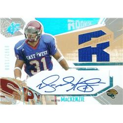 Picture of Autograph Warehouse 366624 Malaefou Mackenzie Autographed Player Worn Jersey Patch Football Card - USC Trojans, Jaguars 2003 Upper Deck SPX Rookies No.203