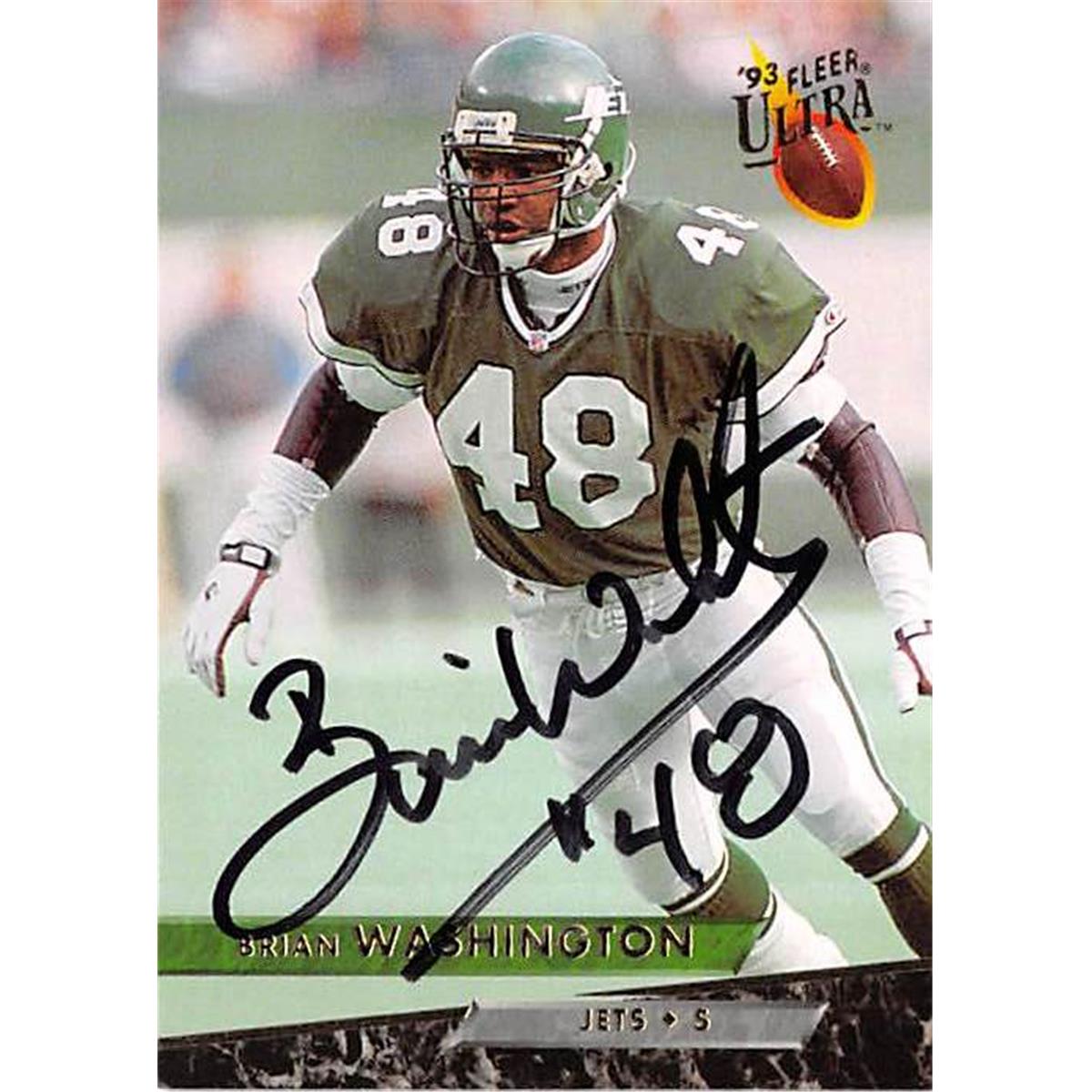 Picture of Autograph Warehouse 366642 Brian Washington Autographed Football Card - New York Jets 1993 Fleer Ultra No.350
