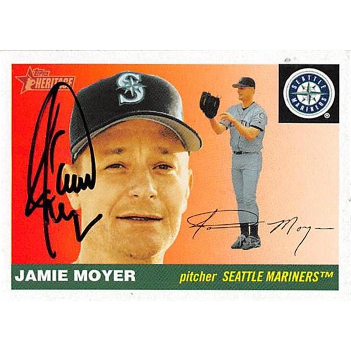 377084 Jamie Moyer Autographed Baseball Card - Seattle Mariners, SC 2004 Topps Heritage No.392 -  Autograph Warehouse