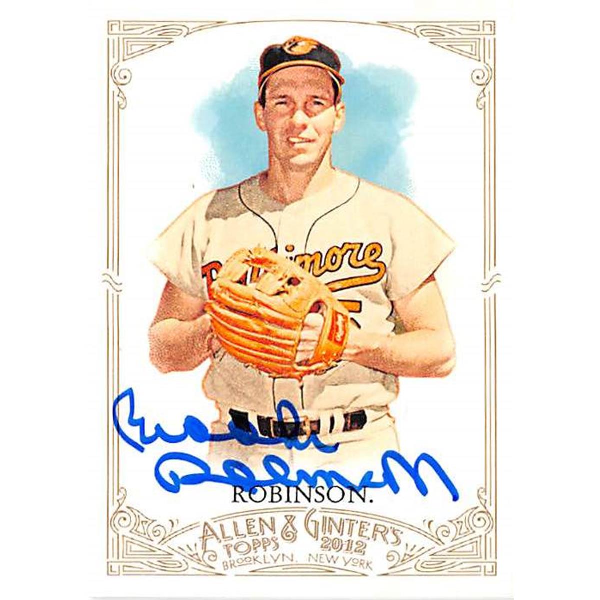 Picture of Autograph Warehouse 377110 Brooks Robinson Autographed Baseball Card - Baltimore Orioles 2012 Topps Allen Ginters No.80