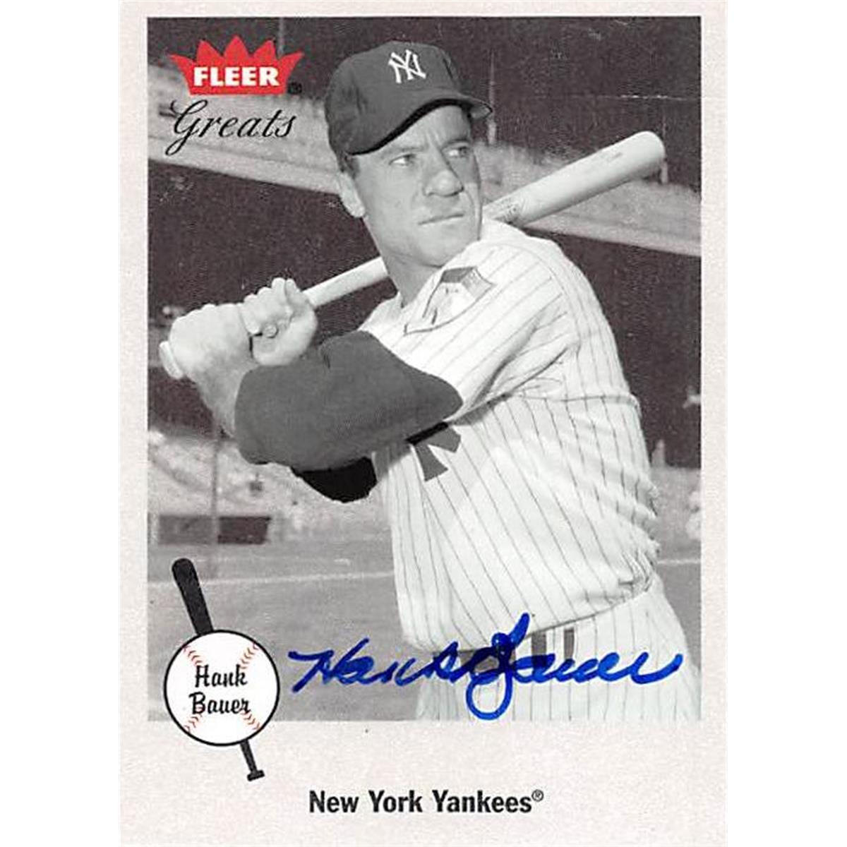 377144 Hank Bauer Autographed Baseball Card - New York Yankees, SC 2001 Fleer Greats No.56