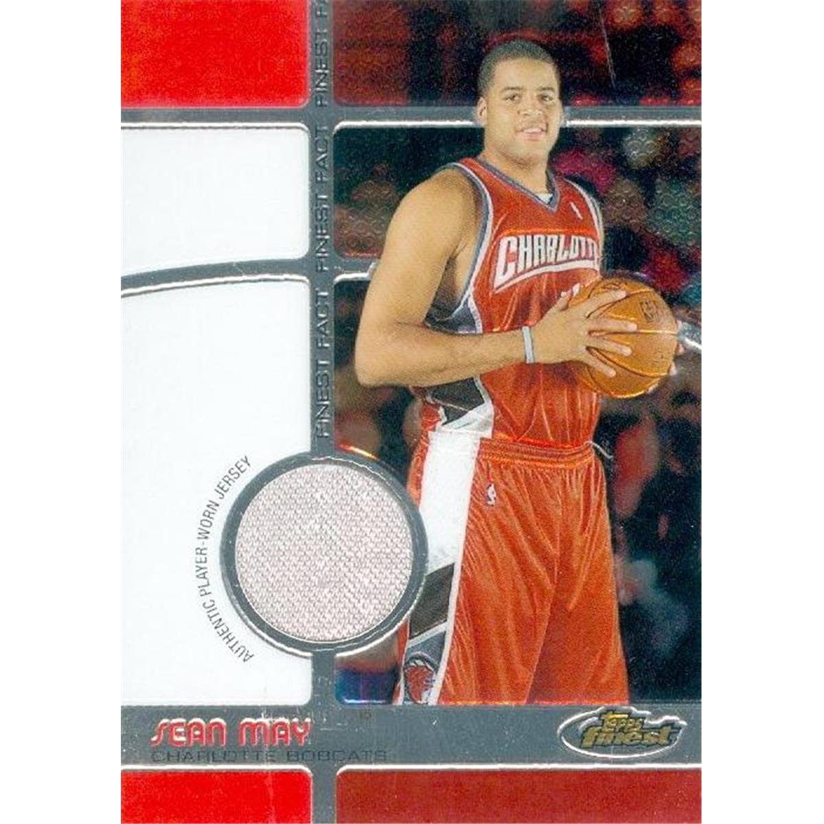Picture of Autograph Warehouse 377303 Sean May Player Worn Jersey Patch Basketball Card - Charlotte Bobcats 2006 Topps Finest No.FFRSM