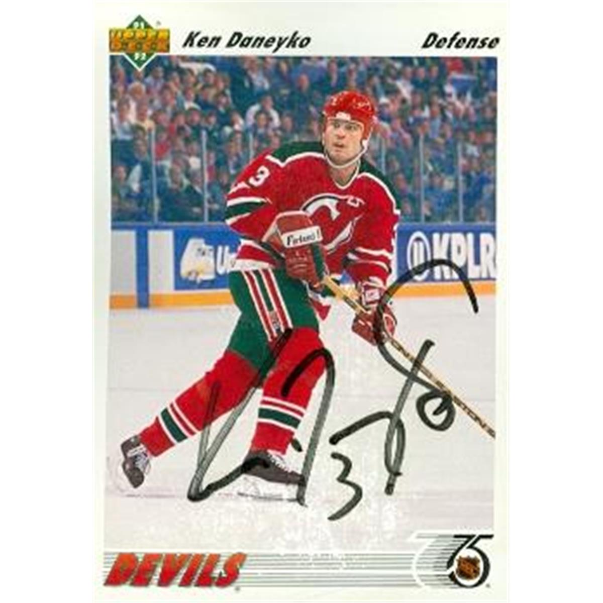 Picture of Autograph Warehouse 377675 Ken Daneyko Autographed Hockey Card - New Jersey Devils Stanley Cup Hero 1991 Upper Deck No.435
