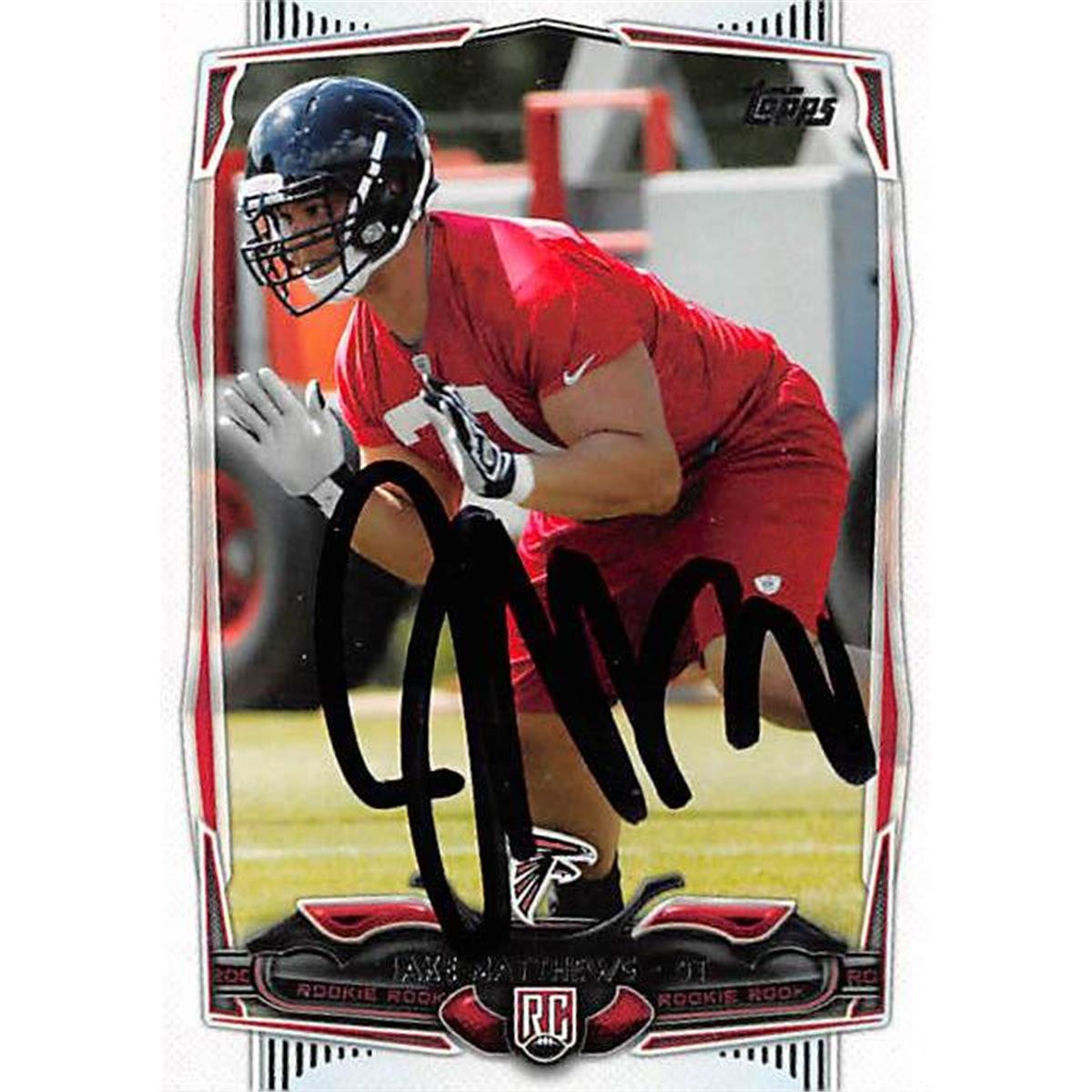 Picture of Autograph Warehouse 408843 Jake Matthews Autographed Football Card - Atlanta Falcons 2014 Topps No.345 Rookie