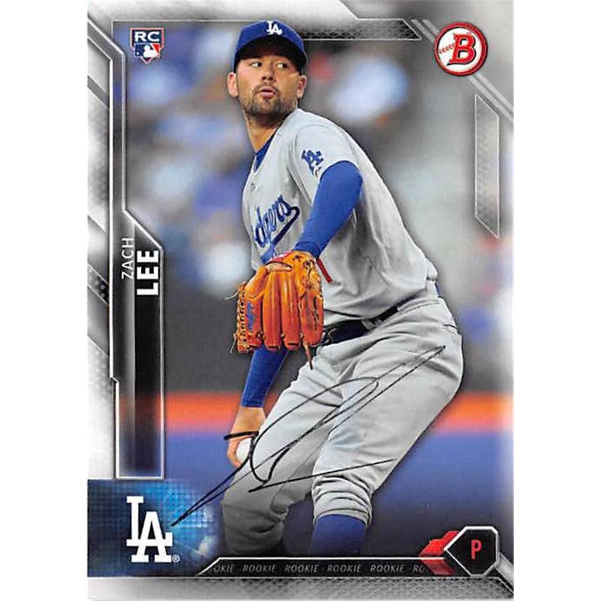 Picture of Autograph Warehouse 365326 Zach Lee Autographed Baseball Card - Los Angeles Dodgers 2016 Topps Bowman No.138