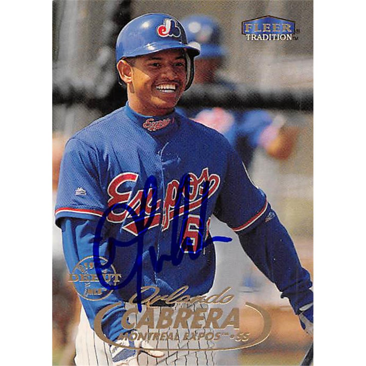 377798 Orlando Cabrera Autographed Baseball Card - Montreal Expos, SC 1998 Fleer Tradition No.178