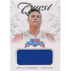 Picture of Autograph Warehouse 388266 Jonas Jerebko Player Worn Jersey Patch Basketball Card - Detroit Pistons 2013 Panini Crusade Quest No.34