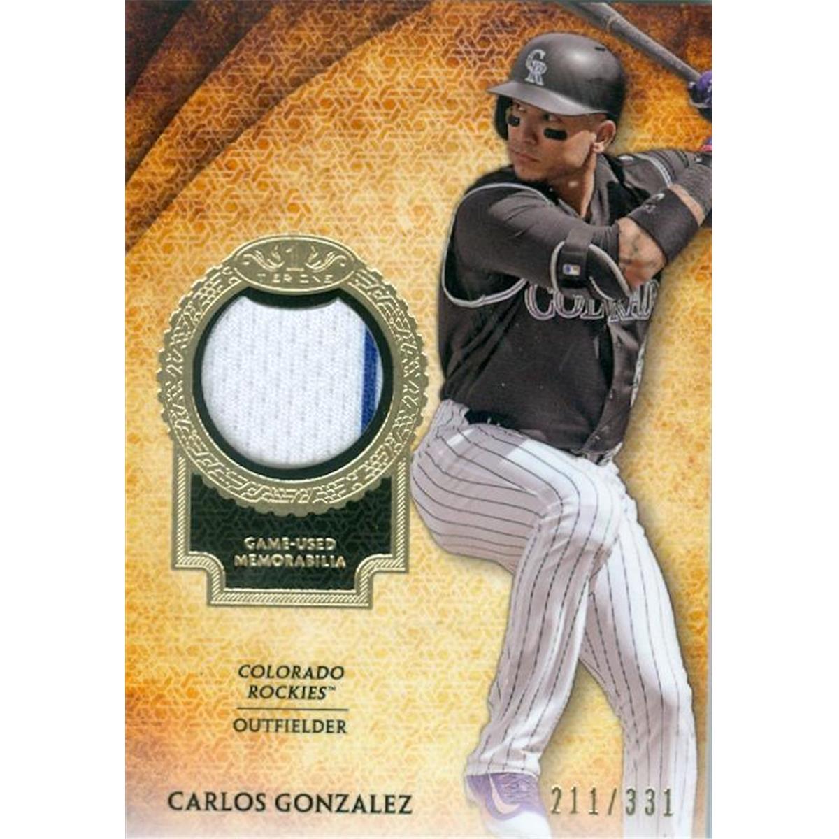 409270 Carlos Gonzalez Player Worn Jersey Patch Baseball Card - 2017 Topps Tier One T1RCG LE 211-331