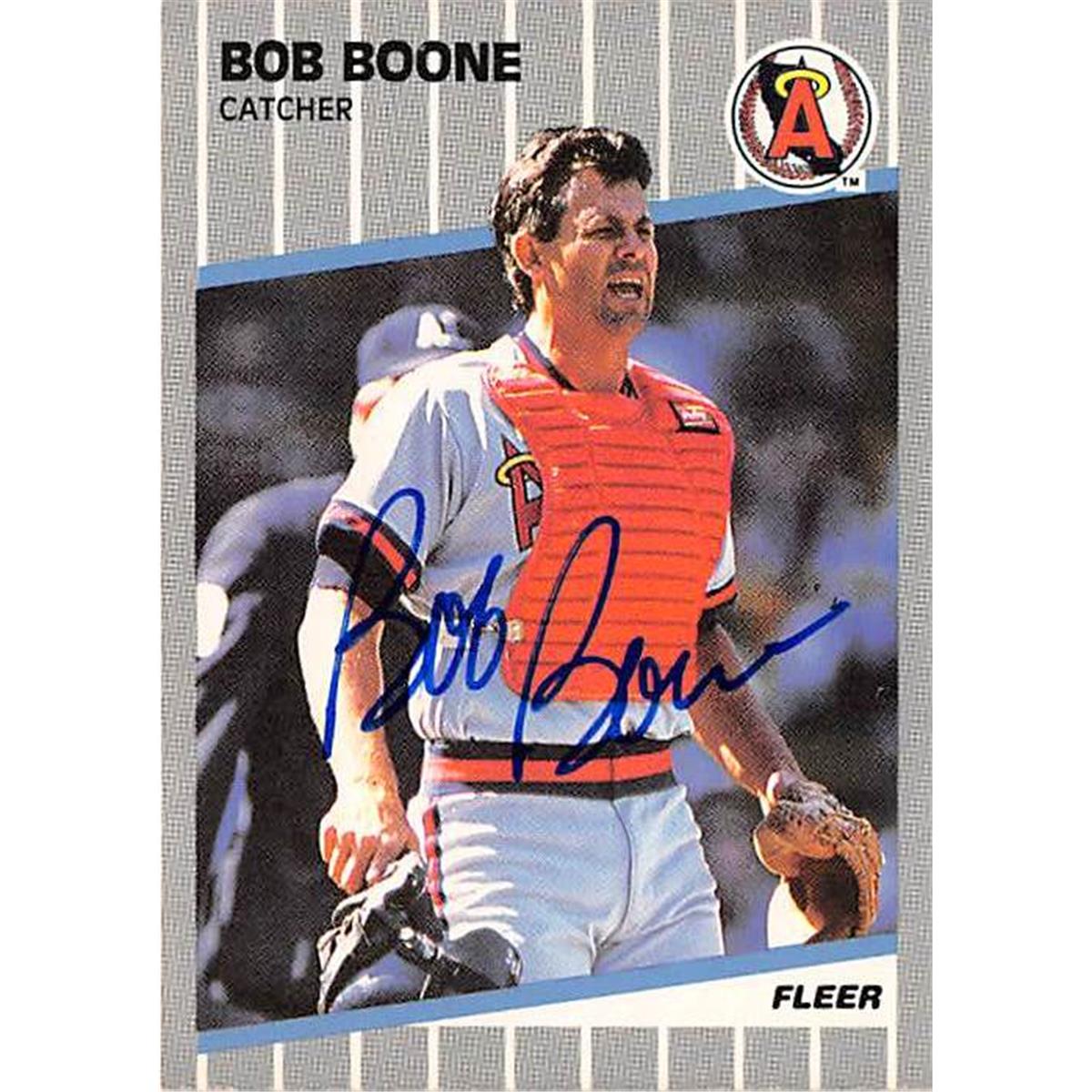 365555 Bob Boone Autographed Baseball Card - 1989 Fleer 469